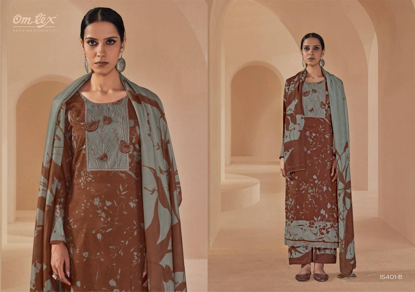 SHAHIRA By Om Tex 15401 Series Beautiful Festive Suits Stylish Colorful Fancy Casual Wear & Ethnic Wear Muslin Silk Dresses At Wholesale Price
